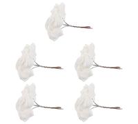 DIYEAH 25 Pezzi Di Rose Di Rose Finte Bianche Glitterate Fiori Artificiali Di Seta Bouquet Da Sposa Decorazioni Fai Da Te Per Centrotavola