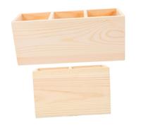 DIYEAH 2pezzi Portaoggetti in Legno Con Multipli Scomparti Organizza Pennarelli e Telecomandi Realizzato in Pino Naturale Per Ufficio e Casa