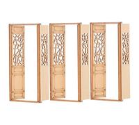DIYEAH 3 Pezzi Porte Doppie Legno Modello Hui per Casa delle Porte Anteriori Apribili per Mobili Accessori Diy Beige per Decorazioni