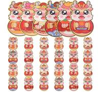 DIYEAH 30 Pezzi Buste Rosse Cinesi Anno del Drago Buste Tradizionali Spesse con Decorazioni Dragone Sacchetti Fortunati per Soldi Regali e Biglietti Confezione Mista Design Festivo