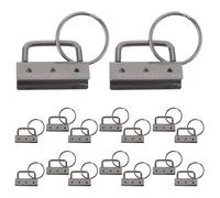 DIYEAH 30 Pezzi Morsetti in Metallo per Cinturini Fermagli in Ferro Stile Gunmetal con Portachiavi Doppio Anello e Clip Finale per Lanyard Chiusure Te per Borse e Accessori