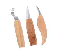 DIYEAH 3pezzi Kit Per Intaglio Del Legno Scalpello Cucchiaio Manuali in Acciaio Al Carbonio Utensili Per Falegnameria Manico in Legno Quercia Ergonomico Strumento Per Sgorbia