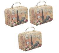 DIYEAH 3pezzi Mini Scatola Portagioie Vintage Per Trucco e Accessori Custodia Per Ciglia Finte Design Retro Con Maniglia Per Gioielli e Cosmetici Compatta e Leggera
