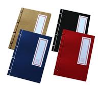 DIYEAH 4 diari vuoti: quaderni per calligrafia in stile cinese - quaderni vintage con copertina rigida in carta semplice per scuola e ufficio - blocchi per appunti e diari di scrittura