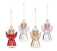 DIYEAH 4 ornamenti per albero a forma di angelo, statuette di angeli | Decorazioni a forma di angelo da appendere, etichette in plastica per la casa, albero di Natale, decorazioni per le feste,