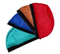 DIYEAH 4 Pezzi Cappellini a Cupola Elasticizzati per Parrucca, Fodera Morbida e Traspirante, Cappucci Ondulati Colorati Unisex per Protezione Chioma e Uso Quotidiano