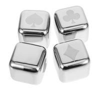 DIYEAH 4 Pezzi Cubetti di Ghiaccio in Acciaio Inossidabile Riutilizzabili Motivo Poker, per Raffreddare Vino e Whisky a Casa, Compatti e Portatili