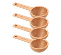 DIYEAH 4 Pezzi Cucchiaini da Caffè in Legno di Faggio Misurini per Chicchi e Polveri Cucchiai Dosatori per Caffè Tè Zucchero e Spezie Accessori Cucina Resistenti e Facili da Pulire