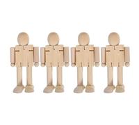 DIYEAH 4 Pezzi di Giocattoli Robot in Legno: Corpi di Bambole Snodabili Non Finiti per Bambini Pronti da Dipingere - Figure di Bambole con Pioli per Creazioni Fai da Te, Arte Prescolare, Decorazioni