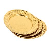 DIYEAH 4 Pezzi Piatto da Portata Rotondo in Acciaio Inox 24cm Oro Retrò | Design Raffinato in Tema Thailandese Classico, Uso Quotidiano e Feste, Facile da Pulire, Resistente alle Macchie