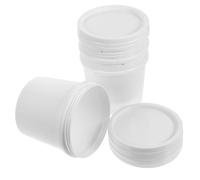 DIYEAH 4 Pezzi Plastica Alimentare Secchio da 1 Litro con Coperchio Bianco | Portatile, Costruzione Spessa e Robusta, Chiusura Ermetica, Uso Domestico, Contenitore Versatile