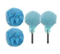 DIYEAH 4 piumini per cipria - Piumino cosmetico blu soffice a forma di lecca-lecca con fiocco - Design carino e morbido a per talco o cipria fissante