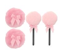 DIYEAH 4 piumini per cipria - Piumino cosmetico rosa soffice a forma di lecca-lecca con fiocco - Design carino e morbido a per talco o cipria fissante