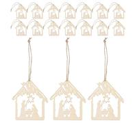 DIYEAH 40 pezzi di ritagli di legno vuoti per la natività - Ornamenti fai da te in legno per l'artigianato natalizio, ciondoli in decorazioni da appendere per cristiani