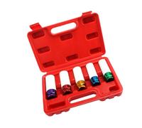 DIYEAH 5 Pezzi Set di Bussole Protezione Pneumatici 15 17 19 21 22 MM | Antiscivolo, Esagono, per Ruote e Bulloni, Metallo e Plastica, con Scatola Rossa, Rosso