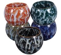 DIYEAH 5 Pezzi Tazza da Tè Cinese in Ceramica, Forma Unica, Stile Classico | Smaltatura Classica Lucida, Motivi Delicati, Resistente a Temperature Alte e Basse, per Tè, Caffè e Ospitalità