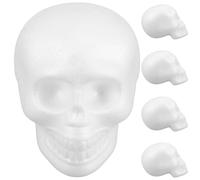 DIYEAH 5 Teschi di Schiuma Bianca per Halloween, Teste di Scheletro vuote | Modello di scheletro umano realistico, 5,1x3,9x3,7", liscio, facile da dipingere, da esporre su tavolo o da appendere al