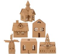 DIYEAH 6 casette di carta natalizie da colorare - Fai da te, colora le tue casette di cartone, bomboniere per feste di Natale per bambine e ragazzi, aula, scuola a casa