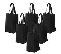 DIYEAH 6 Pezzi Bottiglia di vino di bottiglia Bottle tote bag borsa per vino in tessuto non tessuto Black