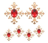 DIYEAH 6 Pezzi Ciondoli Barocchi a Forma di Corona in Lega Strass, Accessori Artigianali per Creazione Gioielli Fai da Te, Pendenti Croce Leggeri per Braccialetti e Collane,