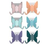 DIYEAH 6 Pezzi Gancio Adesivo senza Fori a Forma di Farfalla, Gancio Multiuso per Camera da Letto e Bagno, Superficie Liscia Installazione senza Foratura, Materiale Pp Colore Casuale