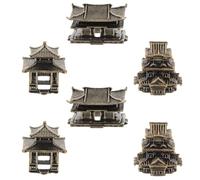 DIYEAH 6 Statuette in Ottone raffiguranti edifici antichi per Giardino Zen | Mini padiglione, pagoda, ornamento da palazzo, modelli di architettura vintage, resistenti alla corrosione, adatti per