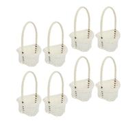 DIYEAH 8 Pezzi Cestino Portafiori in Rattan di Plastica Bianco, Cestino Portafrutta Multiuso Manico, Piccolo, Stile Pastorale, per Raccolta e Decorazione da Tavolo