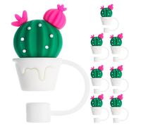 DIYEAH 8 pezzi di tappi per cannucce: tappi antipolvere riutilizzabili per cannucce da 8 mm di diametro - a ventosa succulenti carini e decorativi per feste di protezione bevande - accessori da