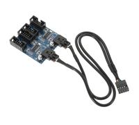 DIYEAH Adattatore USB Header Pin USB Splitter con Cavo Schermato e Supporto Adesivo Convertitore Moltiplicatore Porte per Schede Madri Desktop
