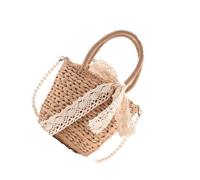DIYEAH Borsa a Tracolla in Paglia Donna con Decorazioni Resistenti ai Danni e Capiente per Spiaggia e Feste Estive Fashion Khaki
