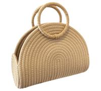 DIYEAH Borsa Intrecciata a Mano in Corda di Cotone, Grande Capacità | Colore Khaki, Stile Rustico, Presa Comoda e Formato Portatile, per Viaggio