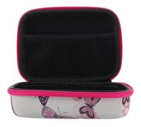 DIYEAH Borsa Rigida per Macchina Fotografica Digitale Bambini con Motivo Farfalle, Custodia Protettiva da Viaggio per Ragazze, 15 Scomparti con Cerniera Rosa Magenta, Borsa Portatile