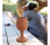 DIYEAH Calice in Legno di Cocco Elegante con Gambe Alte Tazza Rotonda Multifunzionale per Vino Tè e Acqua Resistente e Sostenibile per Uso Domestico