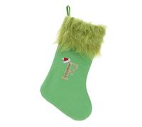 DIYEAH Calza Natalizia Verde con Lettera Ricamata Calza Gigante in Maglia con Peluche Decorazione Appendibile per Albero di Natale e Casa