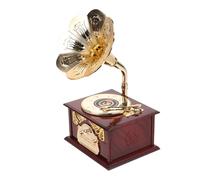 DIYEAH Carillon Decorativo Vintage a Carica Manuale Scatola Melodica in ABS Marrone Ornamento da Tavolo Classico per Arredamento Casa e Regalo di Compleanno