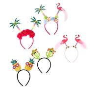 DIYEAH Cerchietti Decorativi per Chioma Festa Estiva Tema Hawaiano, 5 Pezzi in Plastica Creativi a Forma di Flamingo e Cactus, per Pool Party