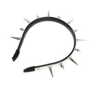 DIYEAH Cerchietto Fascia Larga Antiscivolo Punk Borchie Metalliche e Punte Audaci in Lega di Zinco e Pelle Pu in Stile Barocco Alternativo per Feste e Balli