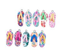 DIYEAH Ciondoli per Gioielli da Spiaggia a Forma di Pantofola in Argilla, Set da 10 Pezzi Multicolore per Creazione di Braccialetti, Orecchini e Portachiavi, Accessori Fai Colore Casuale