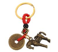 DIYEAH Ciondolo in Ottone Feng Shui a Forma Di Cavallo Cinque Monete, Accessori Per Appendere Lo Specchietto Retrovisore Auto, Decorazione Portafortuna Per Guida Sicura e Prosperità