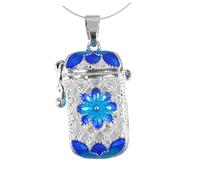 DIYEAH Ciondolo Porta Profumo in Rame Placcato Lucchetto, Custodia Sospesa Per Aromaterapia Fai Da Te, Collana Mini Flacone Profumo Blu, Regalo Per Festa Della Mamma e Uso Quotidiano