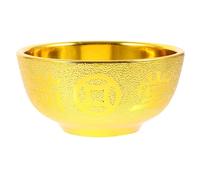 DIYEAH Ciotola Sacra da Tavolo Dorata in Plastica per Offerte Rituali | Design Classico e Leggero, Finitura Lucida Intagli, per Santuario, Tempio Buddhista e Decorazione