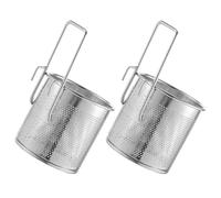 DIYEAH Colino Metallo Doppio Cestello e Ganci in Acciaio Inox, 2 Pezzi, Rete Fine per Cottura Pasta e Verdure, Accessorio Pentola Calda Adatto per Cucina Professionale e Domestica