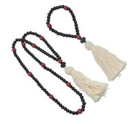 DIYEAH Collana con Croce in Legno Naturale da Donna e Uomo, Ciondolo a Croce per Preghiera Religiosa, Set 2 Pezzi con Perline Lunghe 110 e Corte 33, Accessorio Spirituale per Auto e