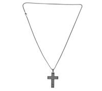 DIYEAH Collana Unisex in Acciaio Inossidabile con Ciondolo Croce Sportiva Nera, Design Moderno e Catena Sicura, per Palestra e Prima Comunione