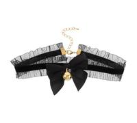 DIYEAH Collare con Campanella e Fiocco in Pizzo Nero Lolita Donna | Stile Retrò Elegante, per Cosplay e Uso Quotidiano, Accessorio Collo dal Design Unico