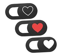 DIYEAH Copertura Privacy Webcam in ABS Nero Motivo a Cuore, 3 Pezzi per Laptop e Desktop, Apertura Movimento delle Dita, Protezione Sicura la Tua Vita Digitale