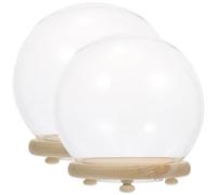 DIYEAH Cupola Decorativa in Vetro Trasparente Base Luminosa 2 Pezzi, Copertura Protettiva per Fiori Eterni e Micro-paesaggio, Decorazione la Casa e Atmosfera D’ambiente