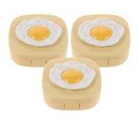 DIYEAH Custodia per Lenti a Contatto da Viaggio 3 Pezzi Applicatore, Contenitore Portatile 3d a Forma di Frittata, Ultra Compatta e Igienica per Uso Quotidiano e Spostamenti