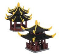 DIYEAH Decorazione Zen per Acquario 2 Pezzi in PLA Padiglione Color Tradizionale Cinese Dimensioni 3.40x3.30x3.30cm per Ufficio e Davanzale