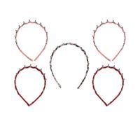 DIYEAH Fasce per Chioma Pettine Dentato a Forma di Denti di Squalo, 5 Pezzi in Chiffon e Plastica, Stile Leopardato Ondulato, per Cura e Lavaggio Viso, Colore Casuale Stile Casuale